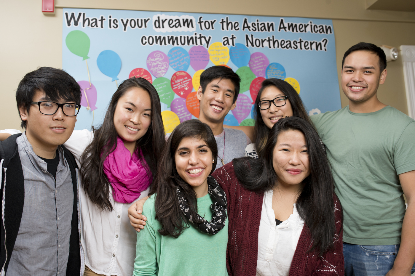 A group of 7 students at Northeastern's Asian American Center